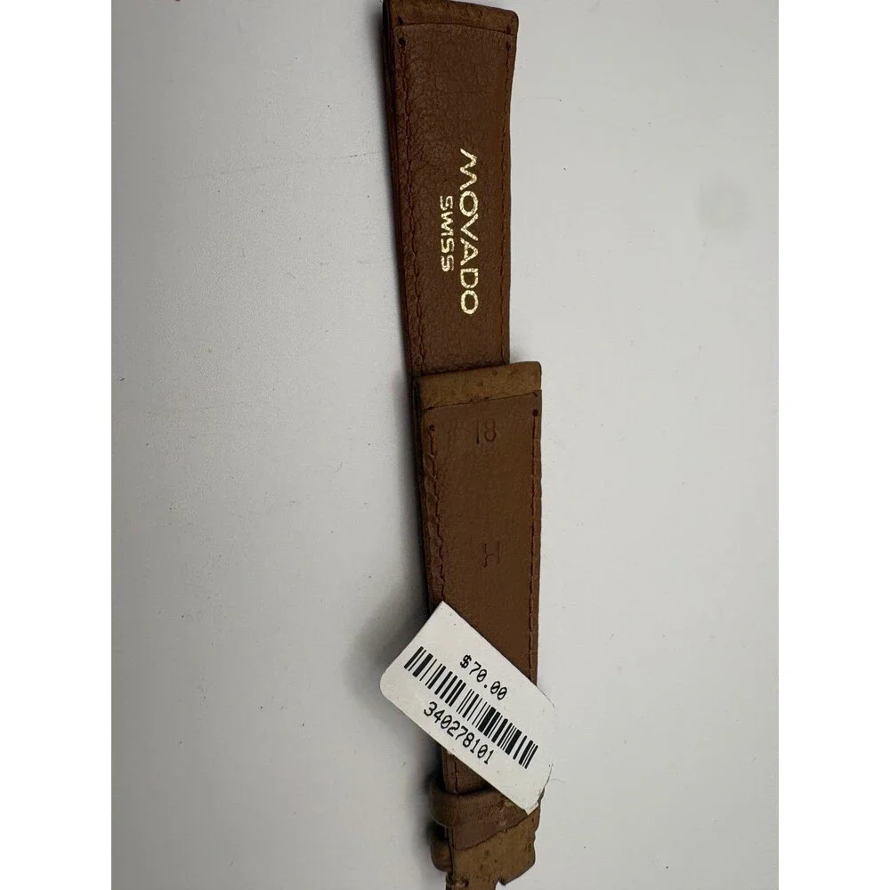 Authentic OEM Movado Swiss 18mm Tan Ostrich-Grain Leather Watch Strap (NOS)
